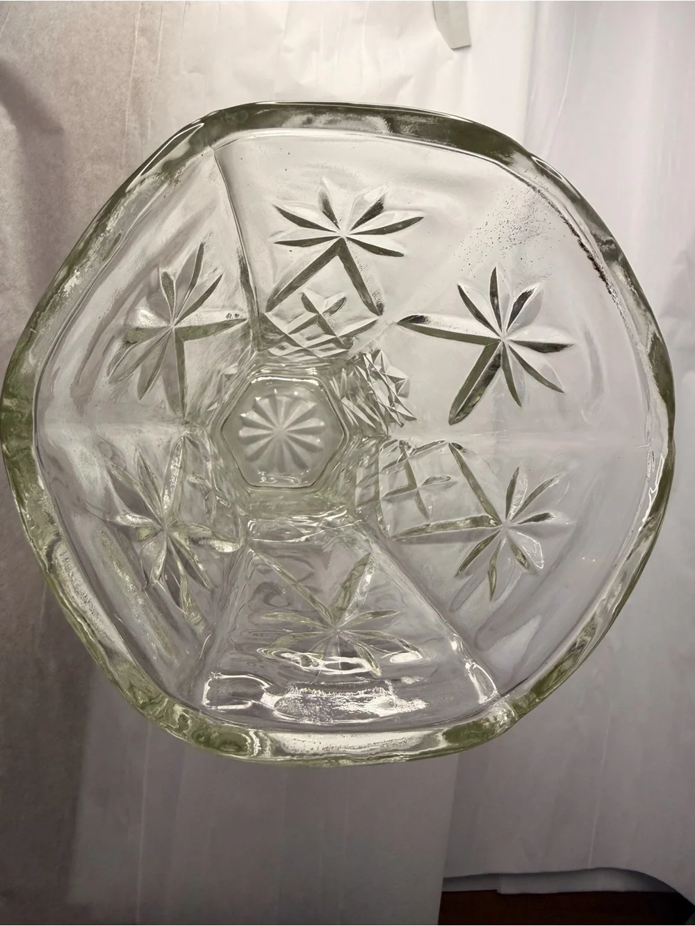 Vintage Anchor Hocking EAPC Star of David Clear Glass Vase Flared Rim